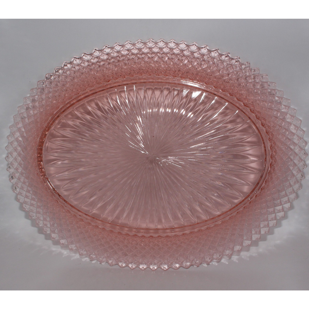 VTG Anchor Hocking Pink Depression Glass 12” Oval Serving Platter Miss America - Picture 5 of 8